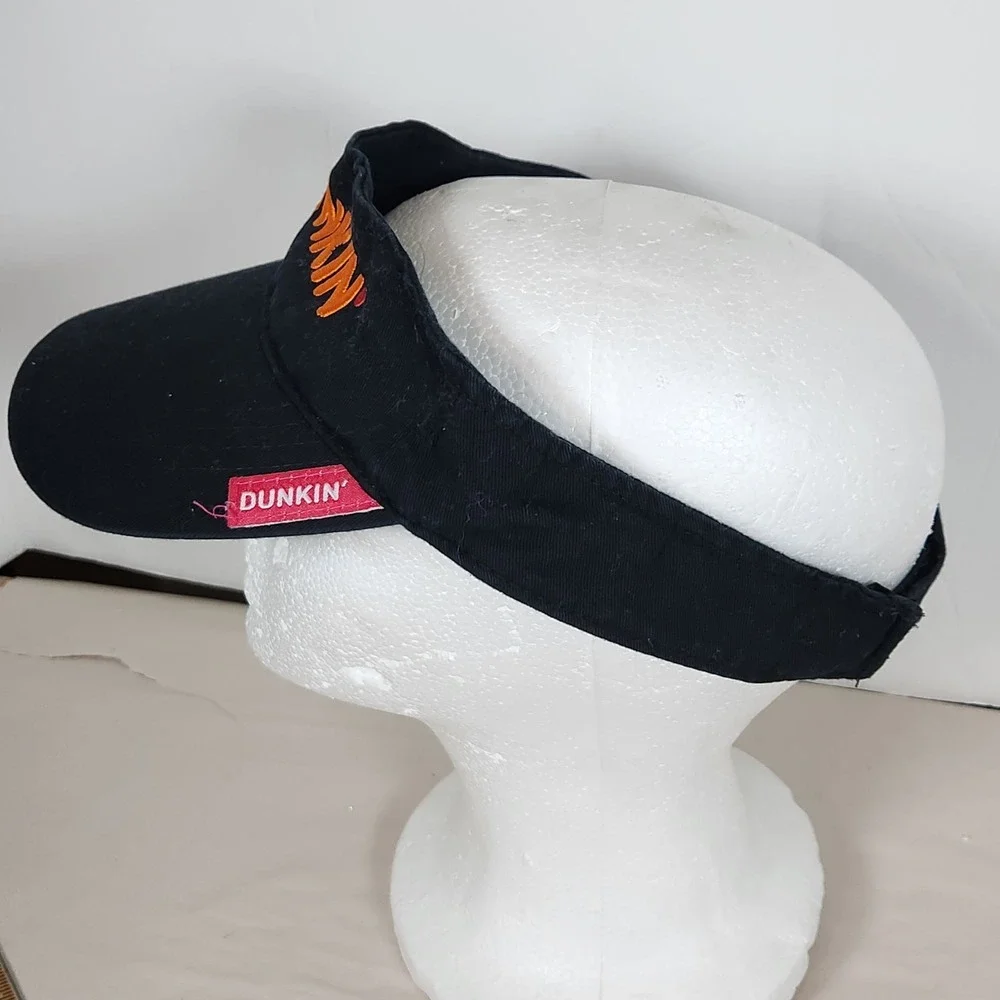 Dunkin Visor Hat Mens Black One Size Adjustable‎ Curved Brim Embroidered Logo
